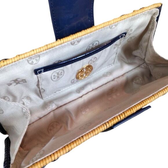 Tory Burch Woven Navy Leather Clutch - Picture 9 of 10
